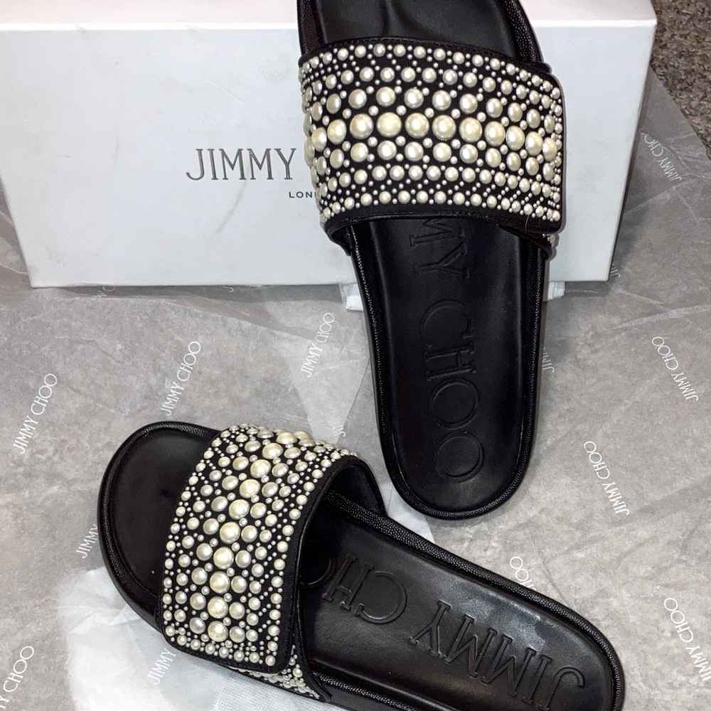Jimmy Choo Slides with Pearls